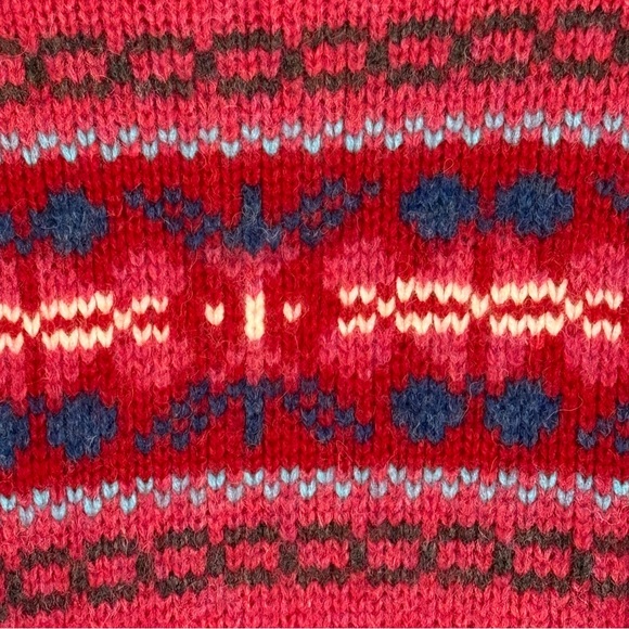 Talbots Wool Fair Isle Red Full Zip Cardigan Sweater Women’s Size L - Picture 10 of 14
